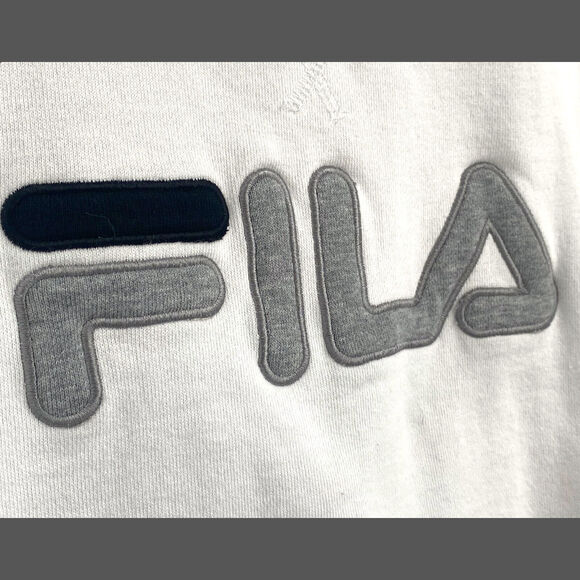 VTG FILA Sweatshirt Lg Y2K White Spell Out Stripe Streetwear Retro Sport Hip hop - Picture 3 of 12
